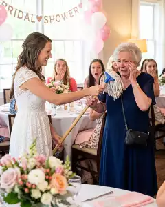 My Future DIL Handed Me a Mop in Front of 20 Guests at Her Bridal Shower and Told Me to ‘Earn My Meal’ – The Gift I Pulled Out of My Purse Made the Whole Room Gasp